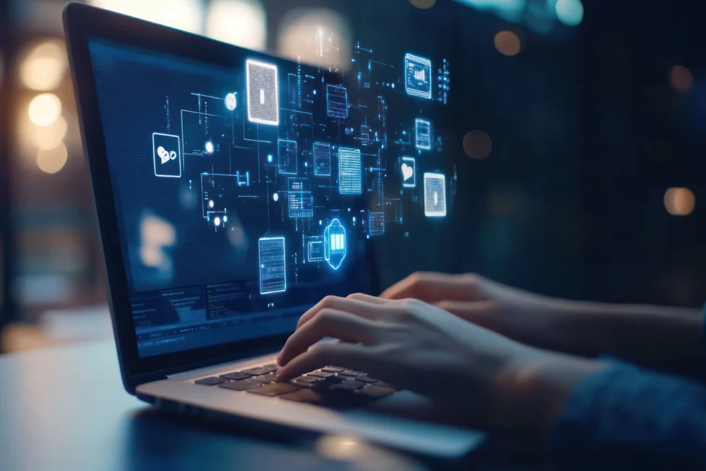 Tampilan Digital Interaktif di layar laptop – Jasa Sistem dan Desain Berbasis Teknologi Informasi Synergy Ultima